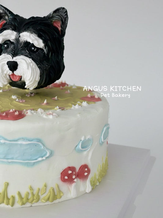 Custom Cakes- with 3D plaster sculpture Dog Topper