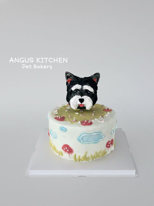 Custom Cakes- with 3D plaster sculpture Dog Topper